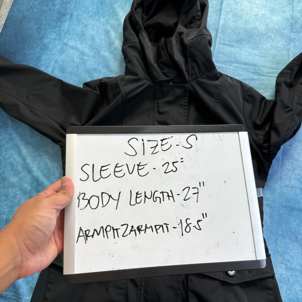 Abercrombie & Fitch Nylon Parka Jacket Hooded Black Water Resistant S - Picture 8 of 8